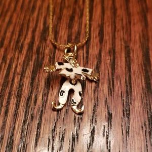 Vintage Dancing Enamel Clown Necklace